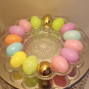 VTG- MCM Hobnail Glass Deviled Egg Tray